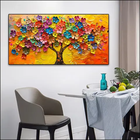 Factory Direct Sales 50*100 cm Hand-painted Flower Painting Living Room Table Background Wall Art Decor Hanging Picture