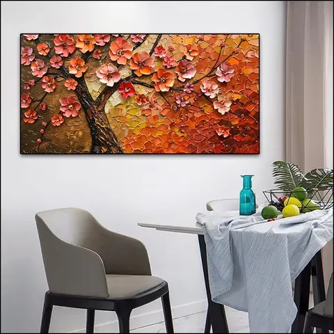 Factory Direct Sales 50*100 cm Hand-painted Flower Painting Living Room Table Background Wall Art Decor Hanging Picture