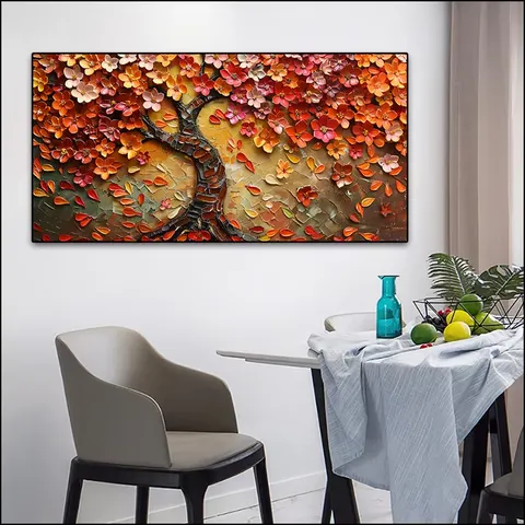Factory Direct Sales 50*100 cm Hand-painted Flower Painting Living Room Table Background Wall Art Decor Hanging Picture