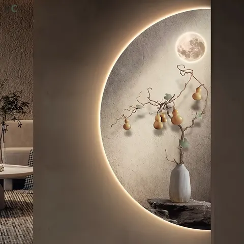 Factory Direct Sales Advanced Sense Porch Corridor Decorative Painting Wall Art LED Glow Crystal Porcelain Painting