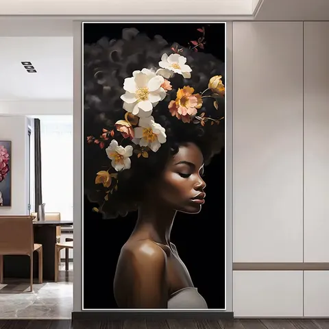 Factory Direct Sales African Women Living Room Mural Portrait Wall Art Home Decor Mural Hotel Lobby Crystal Painting