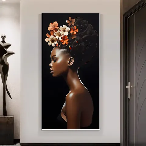 Factory Direct Sales African Women Living Room Mural Portrait Wall Art Home Decor Mural Hotel Lobby Crystal Painting