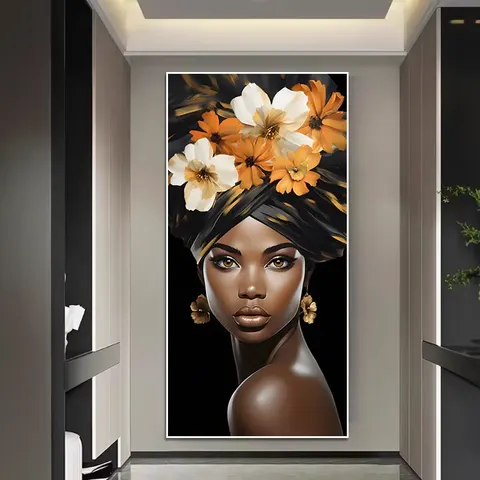 Factory Direct Sales African Women Living Room Mural Portrait Wall Art Home Decor Mural Hotel Lobby Crystal Painting