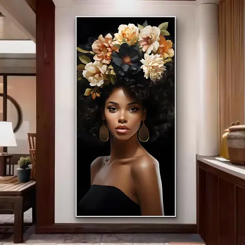 Factory Direct Sales African Women Living Room Mural Portrait Wall Art Home Decor Mural Hotel Lobby Crystal Painting