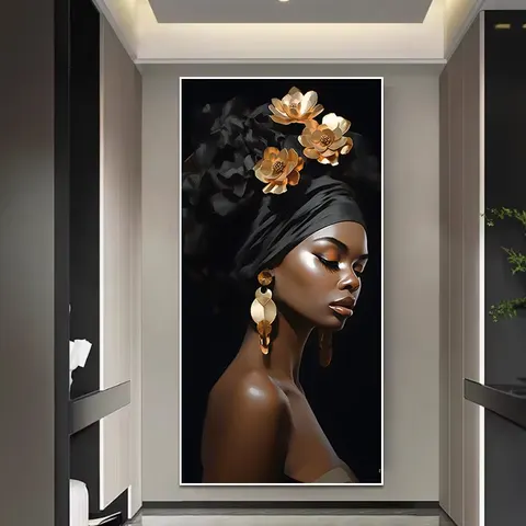 Factory Direct Sales African Women Living Room Mural Portrait Wall Art Home Decor Mural Hotel Lobby Crystal Painting