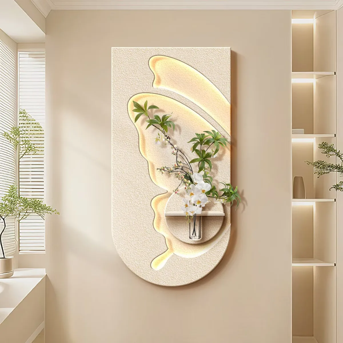 Factory Direct Sales Butterfly Luxurious Sandstone Art Home Decor Painting Corridor Background Wall LED Decor Painting