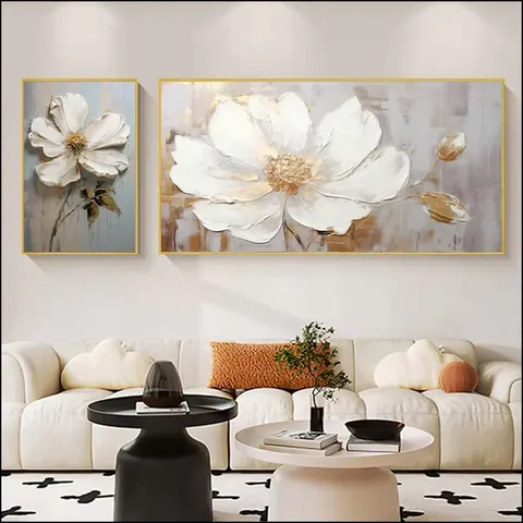 Factory Direct Sales Combination Flowers Painting Art Decor Painting Living Room Sofa Background Wall Crystal Porcelain Painting