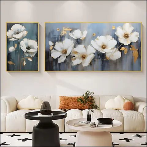 繁花 单幅 装饰画 现代简约 客厅背景墙挂画 晶瓷画