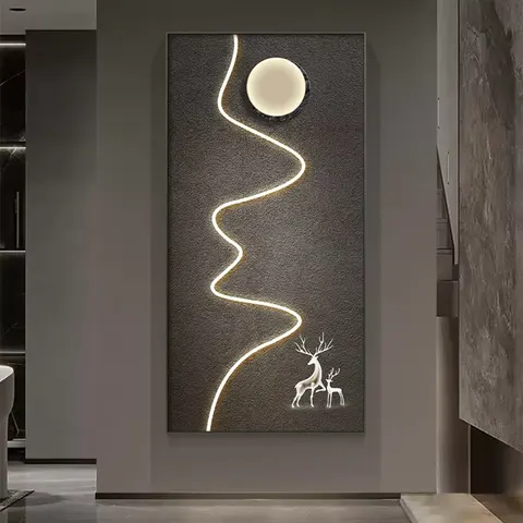 Factory Direct Sales Corridor Background Wall Lines Crystal Porcelain Painting Illumination LED Decor Paintings