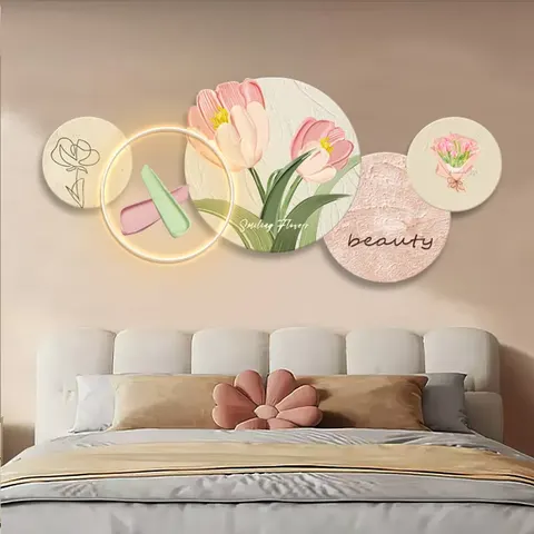 Factory Direct Sales Cream Style Art Decor Painting Sofa Background Wall Acrylic LED Painting
