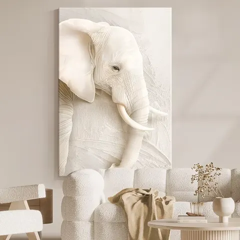 Factory Direct Sales Creamy Style Living Room Art Decor Painting Elephant Sofa Background Wall Canvas Painting