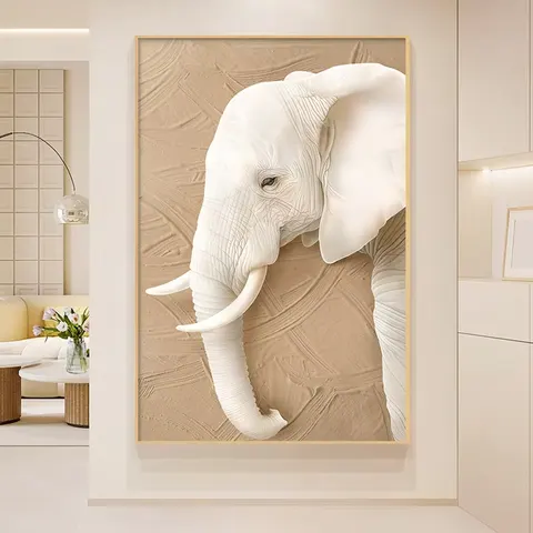 Factory Direct Sales Creamy Style Living Room Art Decor Painting Elephant Sofa Background Wall Canvas Painting