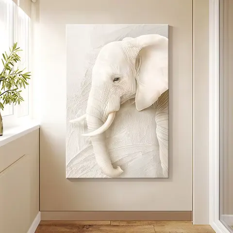 Factory Direct Sales Creamy Style Living Room Art Decor Painting Elephant Sofa Background Wall Canvas Painting