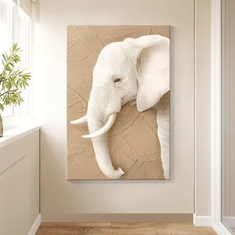 Factory Direct Sales Creamy Style Living Room Art Decor Painting Elephant Sofa Background Wall Canvas Painting