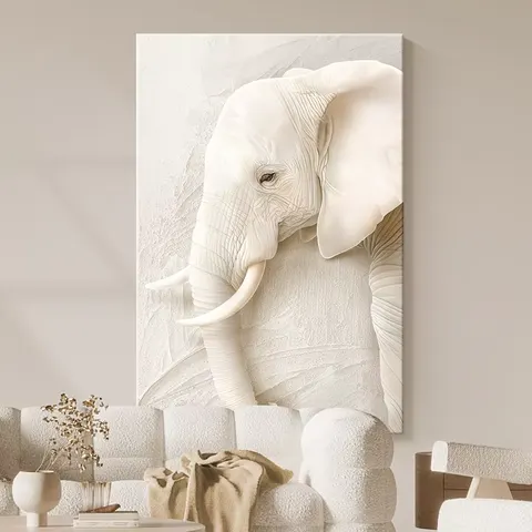 Factory Direct Sales Creamy Style Living Room Art Decor Painting Elephant Sofa Background Wall Canvas Painting