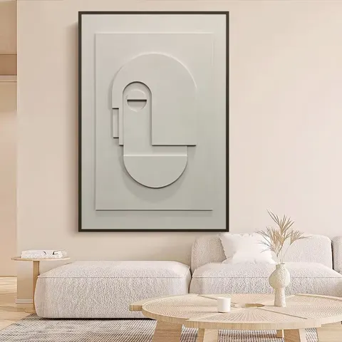 Factory Direct Sales Creativity 3D Geometric Sandstone Wall Art Wooden Framed Abstract Relief Painting for Home Decor Painting