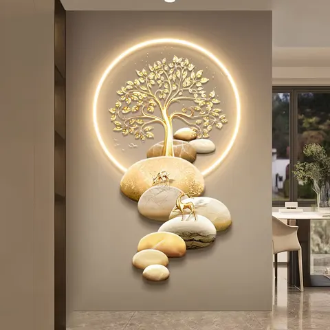 Factory Direct Sales Customization UV Engraving Acrylic LED Painting Elk Background Wall Crystal Porcelain Painting