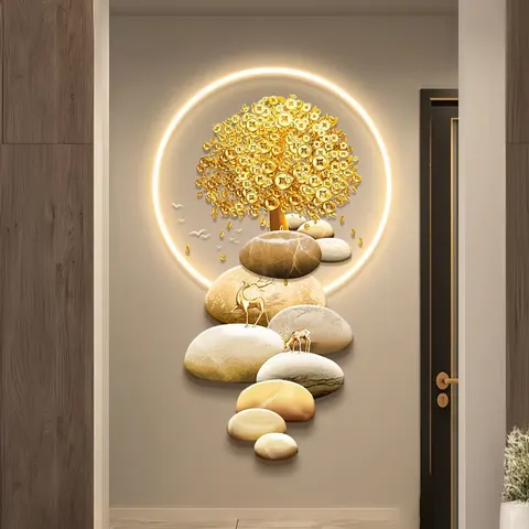 抽象 单幅 装饰画 现代简约 客厅背景墙挂画 LED带灯画