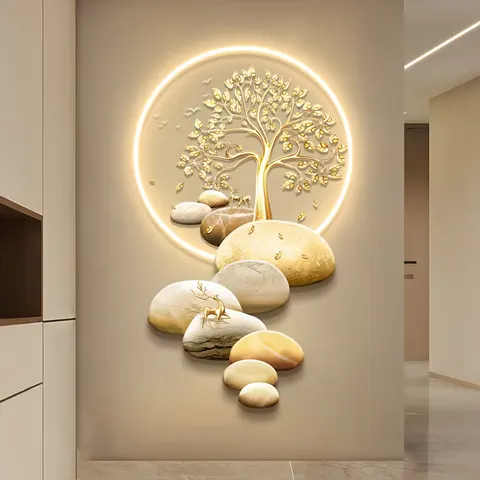 抽象 单幅 装饰画 现代简约 客厅背景墙挂画 LED带灯画