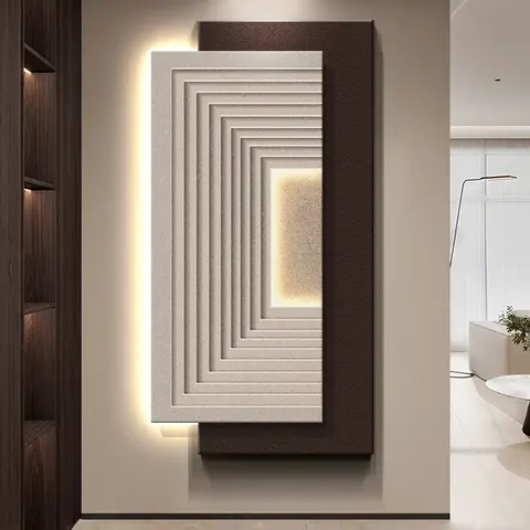 Factory Direct Sales Double-layer Sandstone Art Home Decor Paintings Living Room Corridor Background Wall LED Paintings