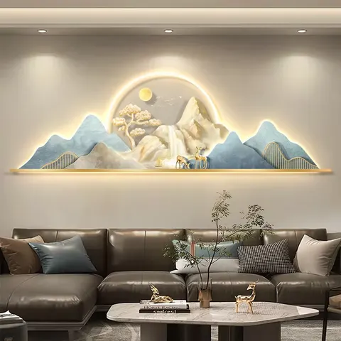 Factory Direct Sales Elk Sunset Acrylic Led Painting Sofa Background Wall Art Home Furnishings Decorative Painting
