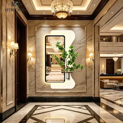Factory Direct Sales Hydroponic Green Plants LED Painting Mirror Wall Mural 3D Stereoscopic Sandstone Art Home Decor Painting