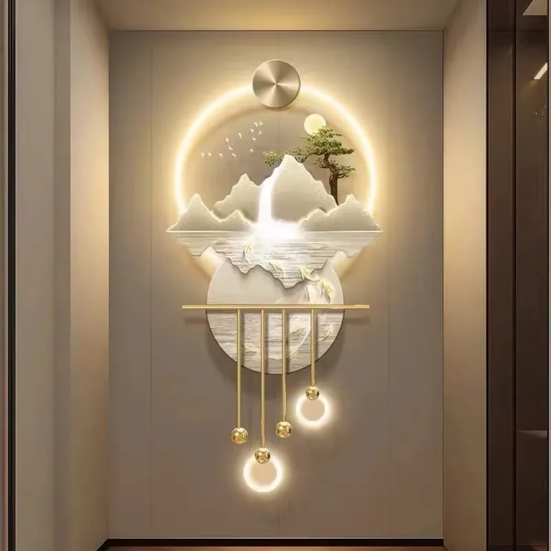 山水 单幅 装饰画 现代简约 客厅背景墙挂画 LED带灯画