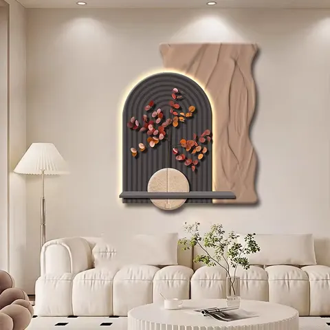 植物 单幅 装饰画 现代简约 餐厅背景墙挂画 LED带灯画
