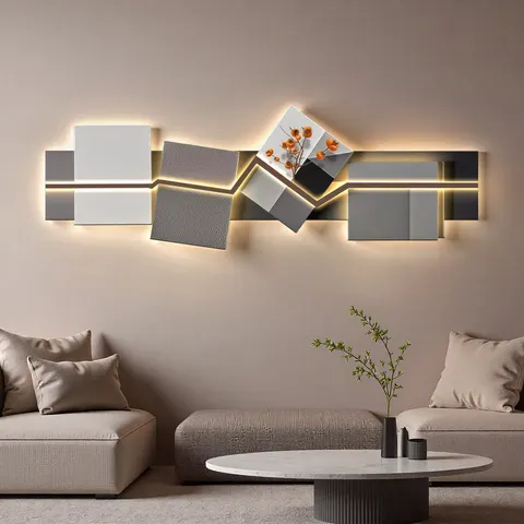 Factory Direct Sales Living Room Sofa Background Wall Crystal Porcelain Painting With LED Light Glowed Wall Decor Painting