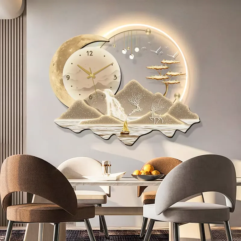 Factory Direct Sales Luxurious Landscape Acrylic LED Paintings Background Wall Art Home Decor Painting