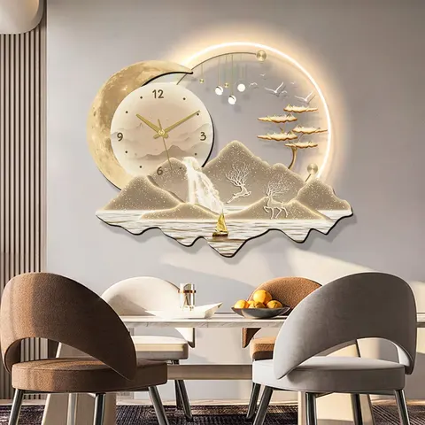 Factory Direct Sales Luxurious Landscape Acrylic LED Paintings Background Wall Art Home Decor Painting