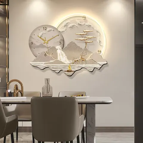 Factory Direct Sales Luxurious Landscape Acrylic LED Paintings Background Wall Art Home Decor Painting