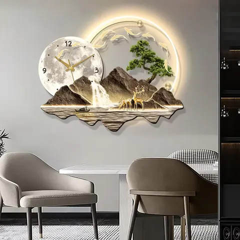 Factory Direct Sales Luxurious Landscape Acrylic LED Paintings Background Wall Art Home Decor Painting