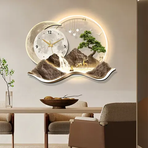 Factory Direct Sales Luxurious Landscape Acrylic LED Paintings Background Wall Art Home Decor Painting