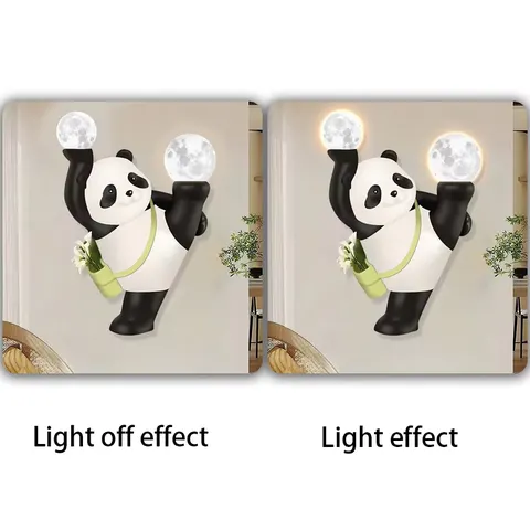 Factory Direct Sales Luxury Abstract Panda LED Glow Crystal Porcelain Painting Living Room Background Home Decor Paintings