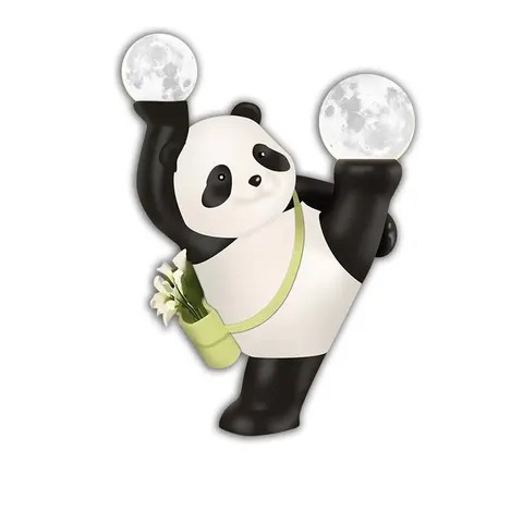 Factory Direct Sales Luxury Abstract Panda LED Glow Crystal Porcelain Painting Living Room Background Home Decor Paintings