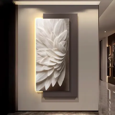Factory Direct Sales Luxury Art Abstract Home Decor Paintings Corridor Background Wall Sandstone Shine LED Painting