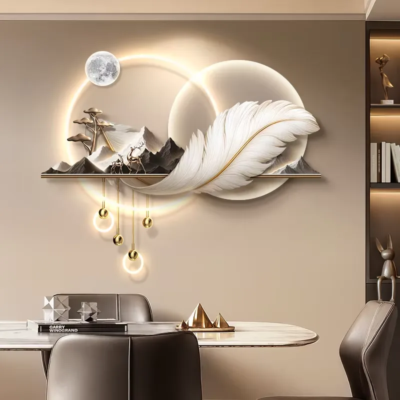 Factory Direct Sales Metal Pendant Acrylic LED Paintings Restaurant Background Wall Art Home Decor Paintings