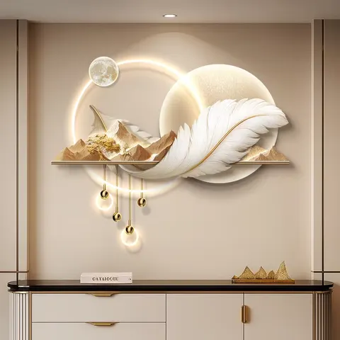 Factory Direct Sales Metal Pendant Acrylic LED Paintings Restaurant Background Wall Art Home Decor Paintings