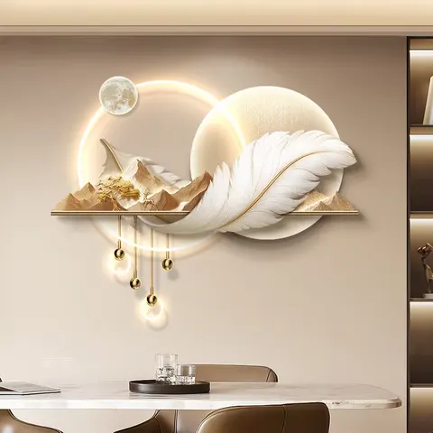Factory Direct Sales Metal Pendant Acrylic LED Paintings Restaurant Background Wall Art Home Decor Paintings