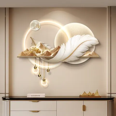 Factory Direct Sales Metal Pendant Acrylic LED Paintings Restaurant Background Wall Art Home Decor Paintings