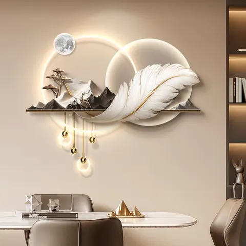 Factory Direct Sales Metal Pendant Acrylic LED Paintings Restaurant Background Wall Art Home Decor Paintings