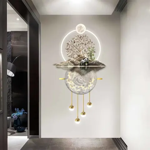 Factory Direct Sales Metal Pendant Art Home Decor Painting Corridor Background Wall Acrylic LED Painting