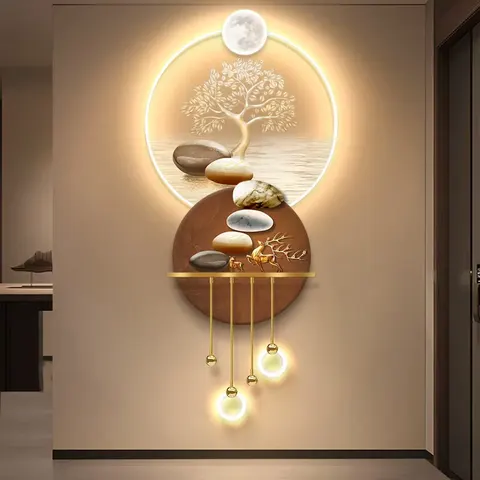 Factory Direct Sales Metal Pendant Art Home Furnishings Decorative Painting Background Wall Acrylic LED Painting