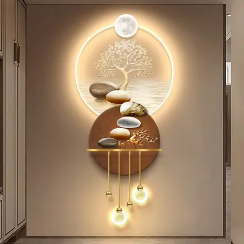 抽象 单幅 装饰画 现代简约 客厅背景墙挂画 LED带灯画