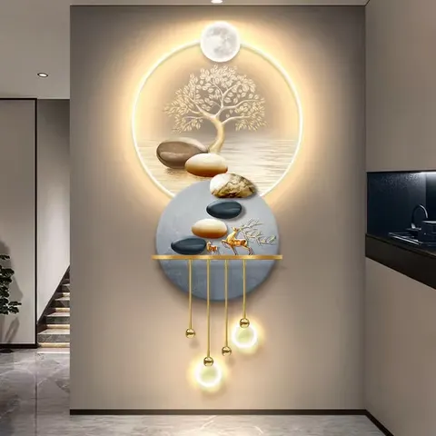 抽象 单幅 装饰画 现代简约 客厅背景墙挂画 LED带灯画