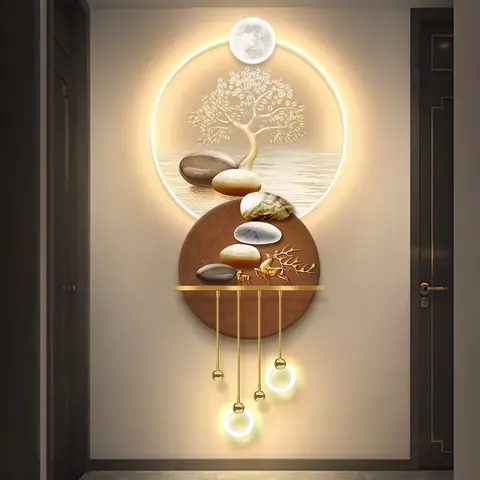抽象 单幅 装饰画 现代简约 客厅背景墙挂画 LED带灯画