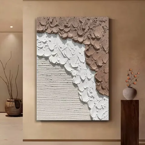 海浪 单幅 装饰画 轻奢风 玄关背景墙挂画 砂岩浮雕