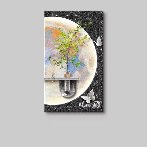 Factory Direct Sales of the Moon Art Decor Sandstone Painting Hydroponic Green Plants Corridor Aisle LED Painting