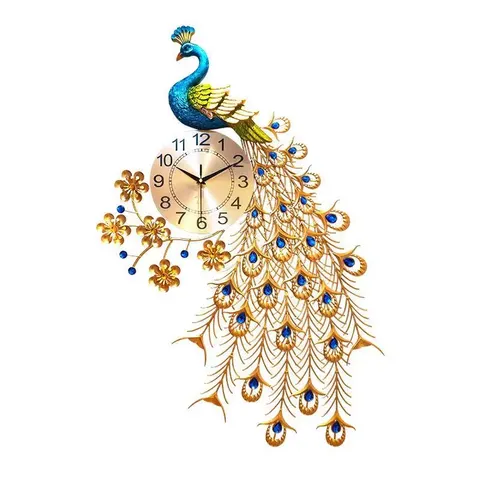 Factory Direct Sales Peacock Ironwork Art Home Furnishings Decoration Iron Mute Wall Clock